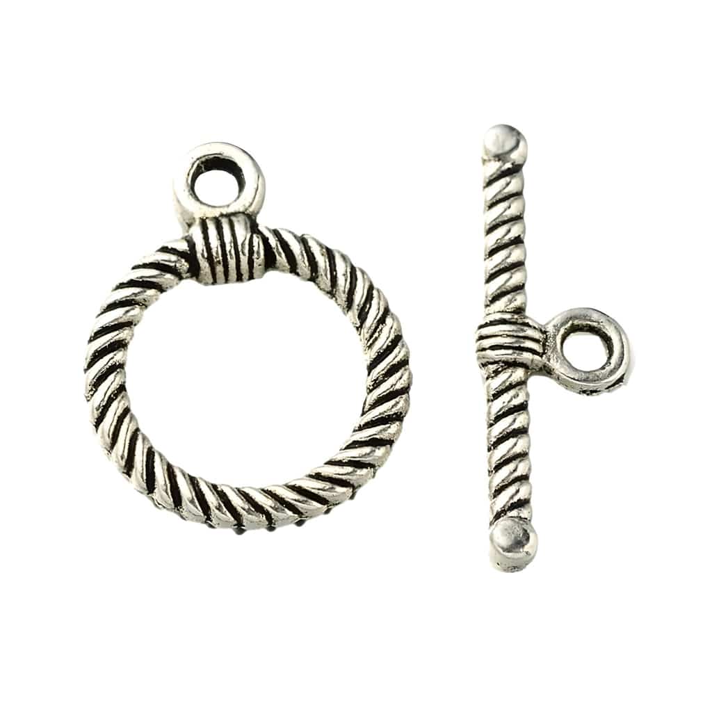 Toggle Clasps T-Bar & Ring Clasps Antique Silver, 10 Sets