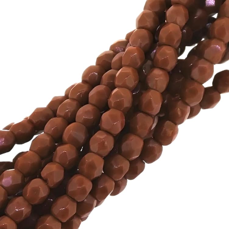 Fire Polished Faceted 3mm Round Beads 50pcs – Umber