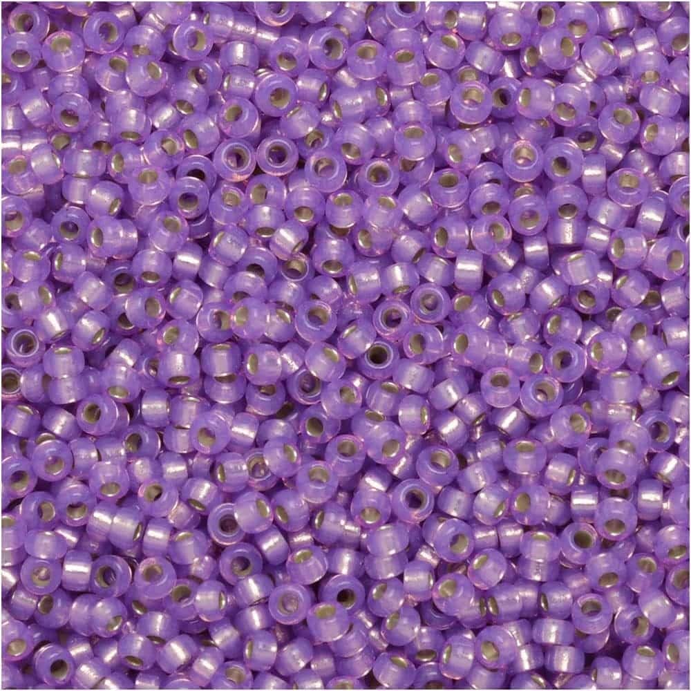 Miyuki Round Seed Beads 15/0 Silver Lined Lilac Alabaster 8.2GM