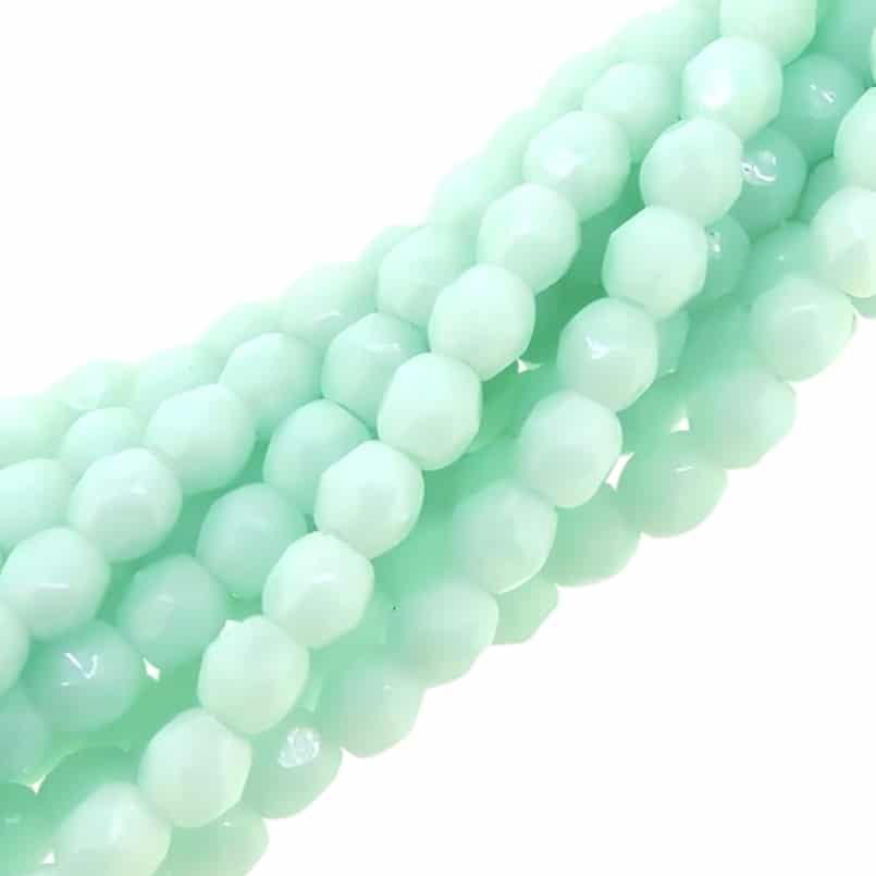 Fire Polished Faceted 3mm Round Beads 50pcs – Opaque Pale Jade