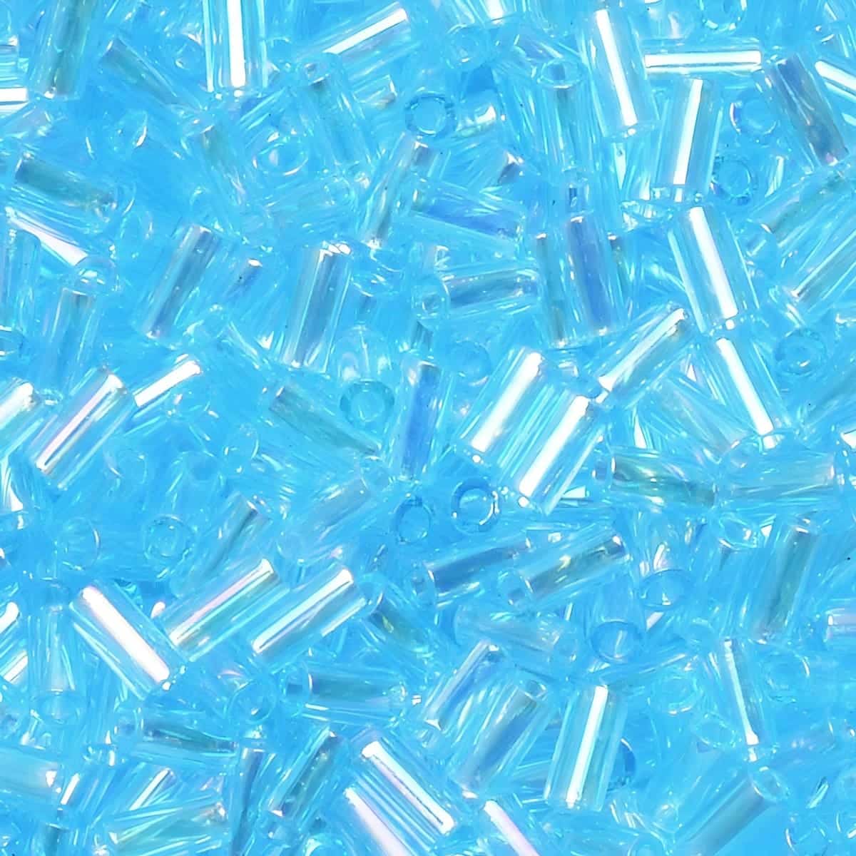 Miyuki Bugle Beads Size #1, 3mm 19.5GM Aqua AB