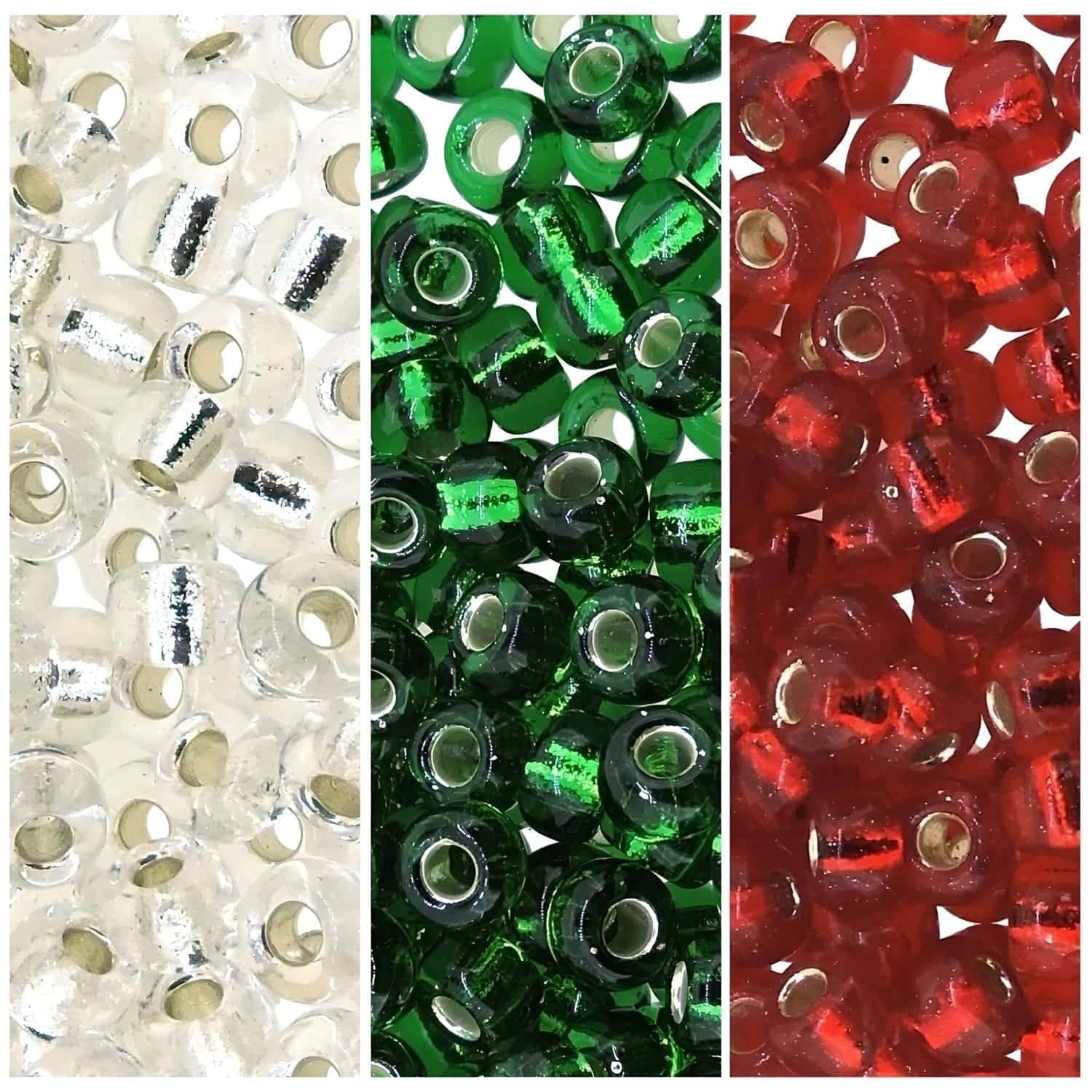 Set of 3 Colors 60GM Miyuki Round Seed Beads Size 6/0 Christmas Collection