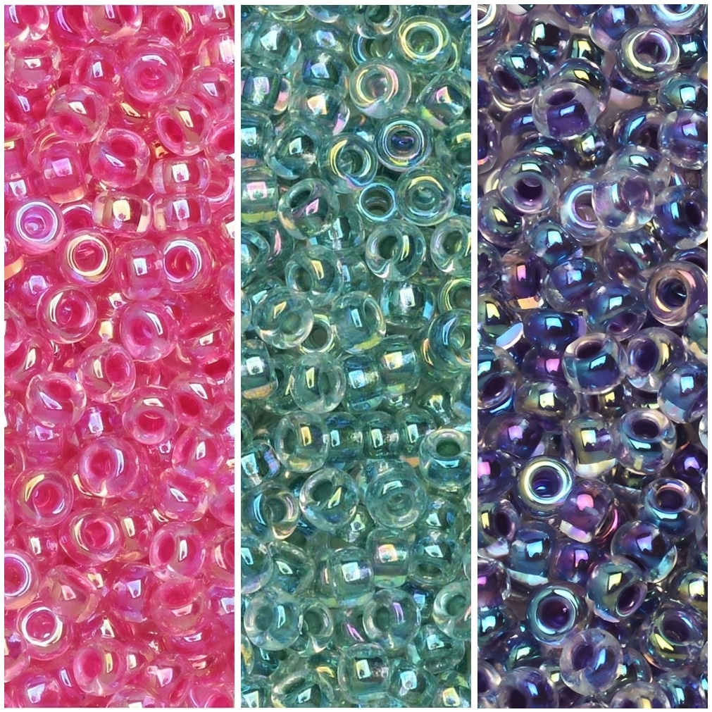 Set of 3 Color 69GM Miyuki Seed Bead Size 11/0 Color Lined AB Collection