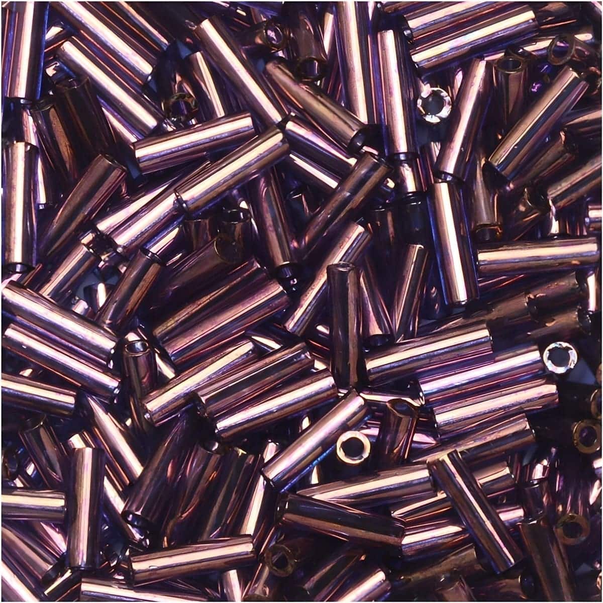 Miyuki Bugle Beads Size #2, 6mm, 17GM Violet Gold Luster