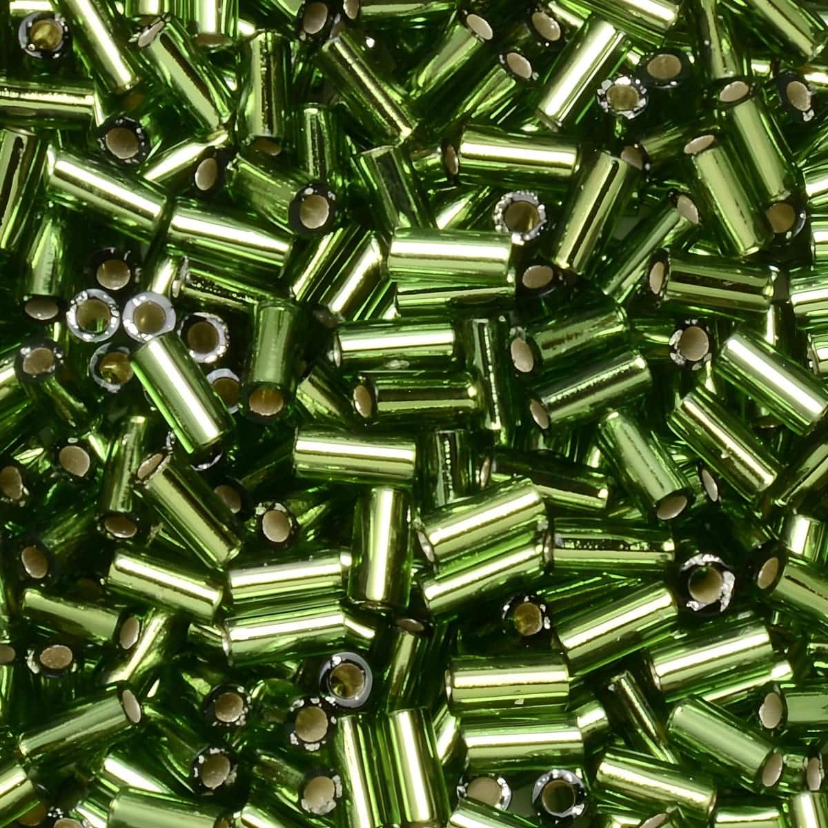 Miyuki Bugle Beads Size #1, 3mm 19.5GM Silver Lined Olivine