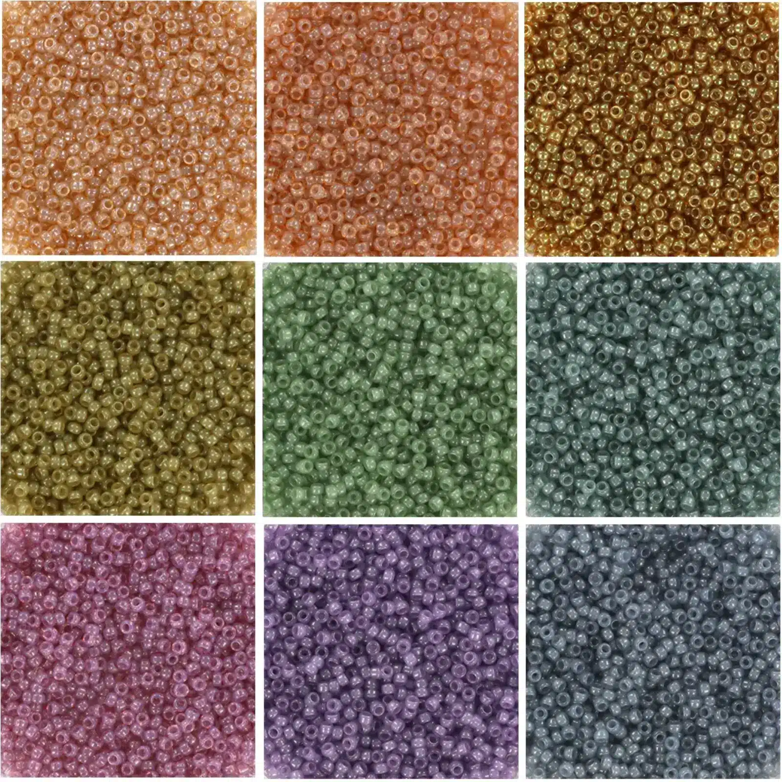 Set of 9 Colors – Miyuki Round Seed Beads Size 15/0, Alabaster Luster Collection