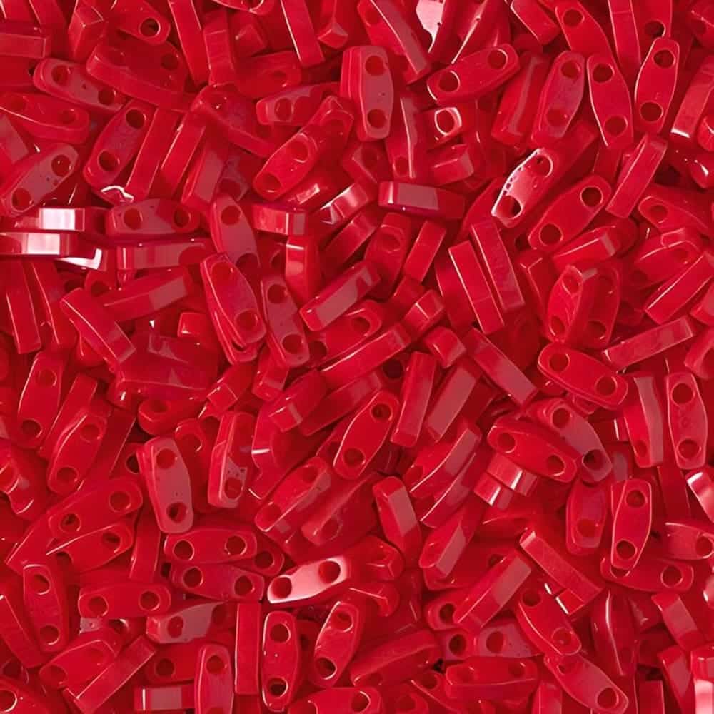 Miyuki Quarter Tila Beads 2-Hole 5×1.5mm Opaque Red 7.2GM