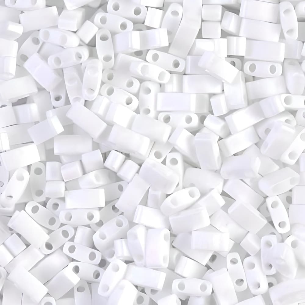 Miyuki Half Tila Beads 2.3 x 5mm 7.8GM Unicorn Matte White AB