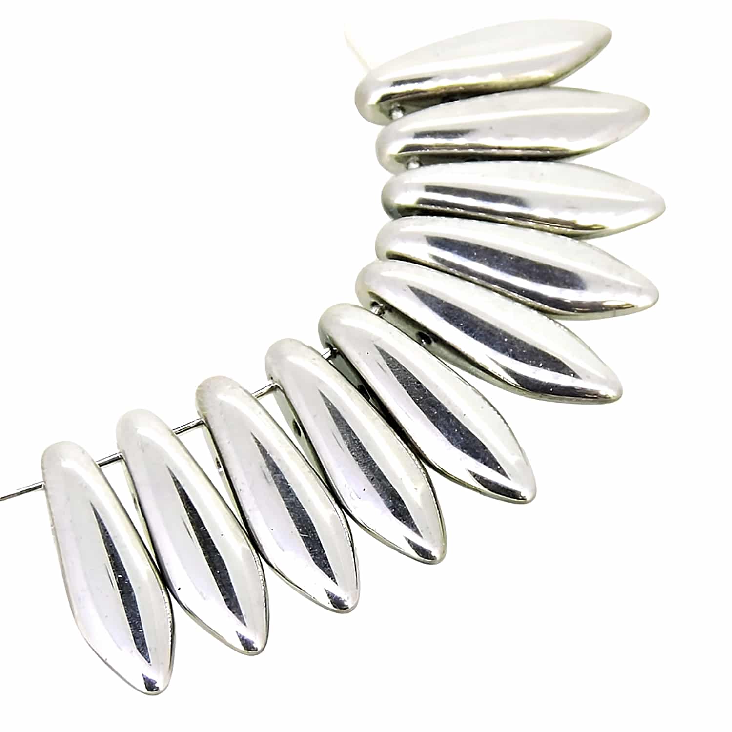 Dagger Beads 2-Hole 5x16mm Crystal Full Labrador 25pcs