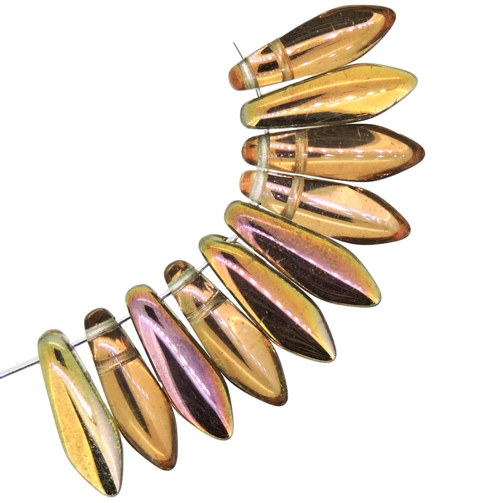 Dagger Beads 2-Hole 5x16mm Crystal Capri Rose 25pcs