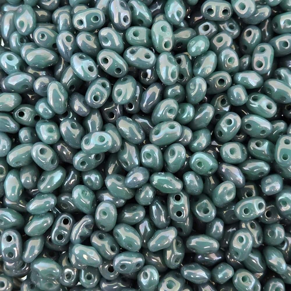 MiniDuo Two-hole Beads 4x2mm Nebula Turquoise Green 8GM