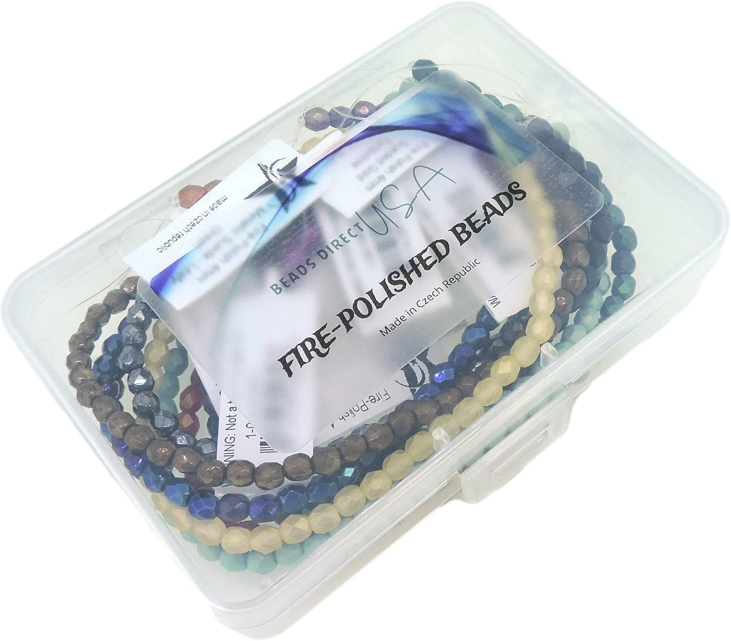 Fire Polished Round Beads 4mm, Approx 500pcs, 10 Strands, Assorted Colors in Storage Box