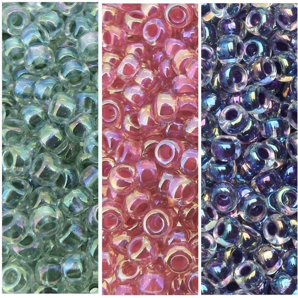 Set of 3 Colors 66GM Miyuki Round Seed Beads Size 8/0 Color Lined Crystal AB Collection