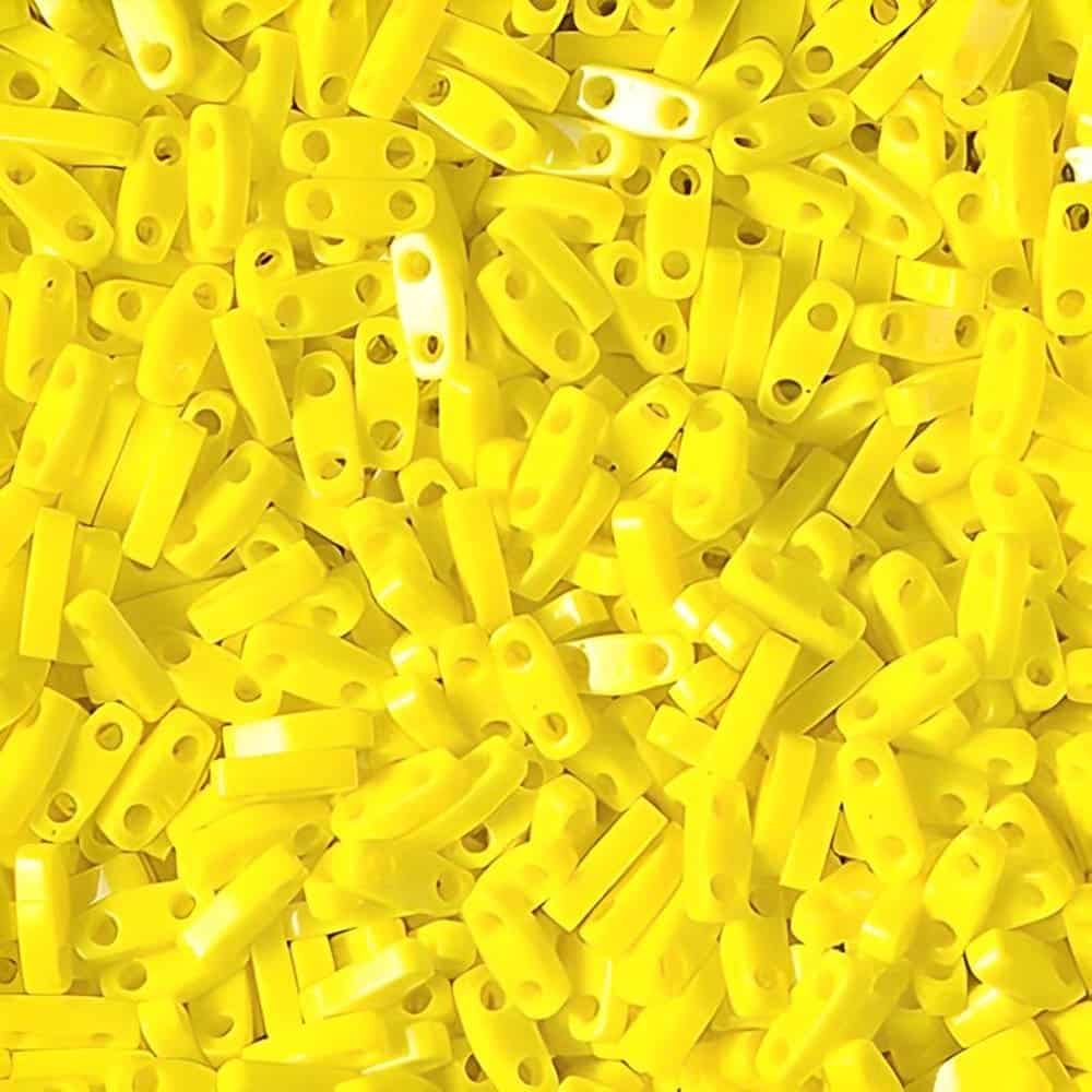 Miyuki Quarter Tila Beads 2-Hole 5×1.5mm Opaque Yellow 7.2GM