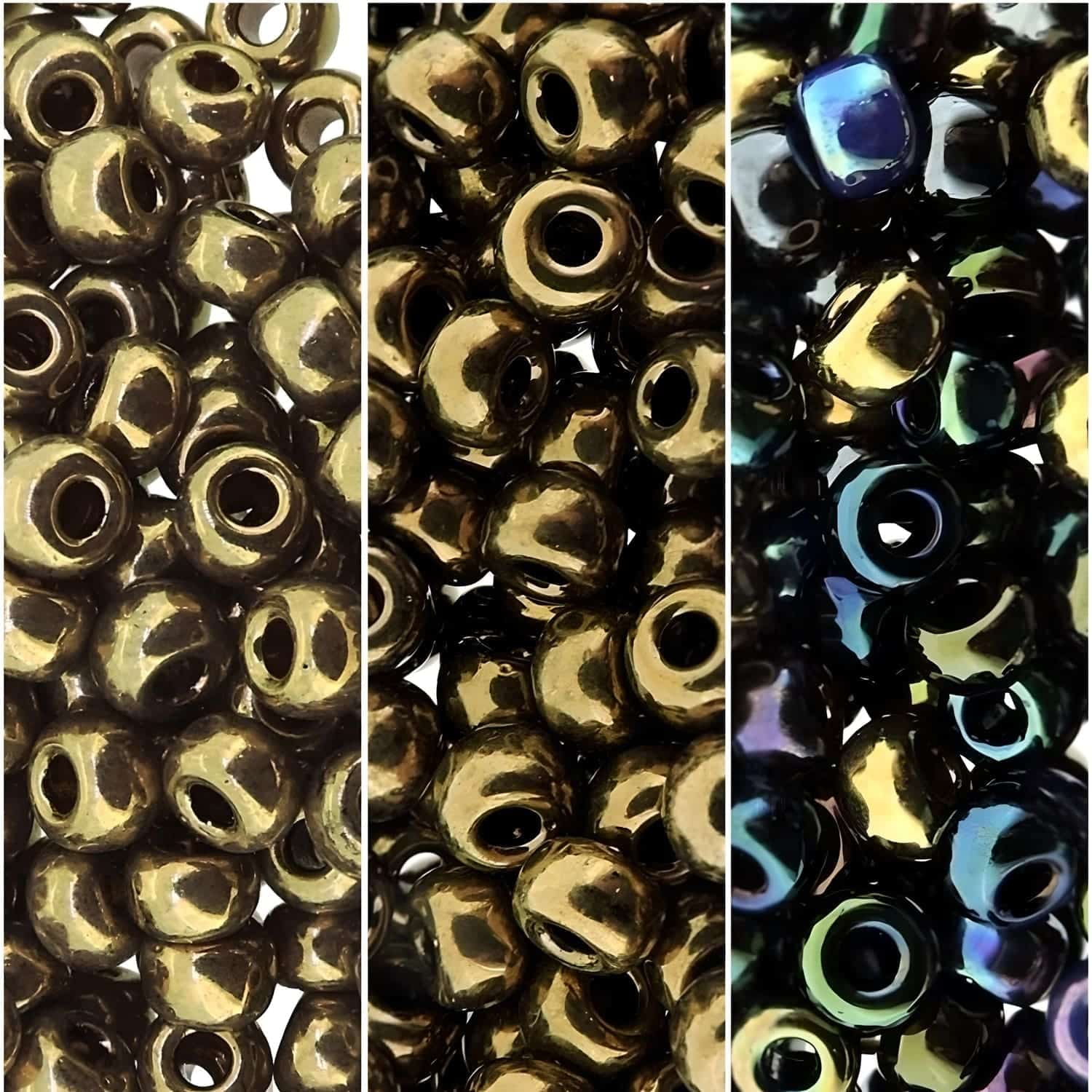Set of 3 Colors 60GM Miyuki Round Seed Beads Size 6/0 Metallic Bronze Collection