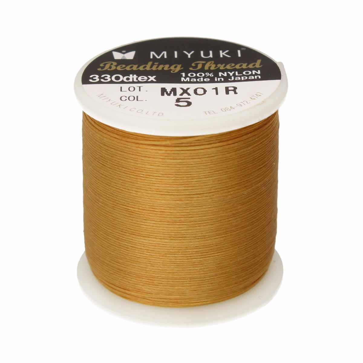 Miyuki Nylon Beading Thread, Size B, 50 Meters, Gold