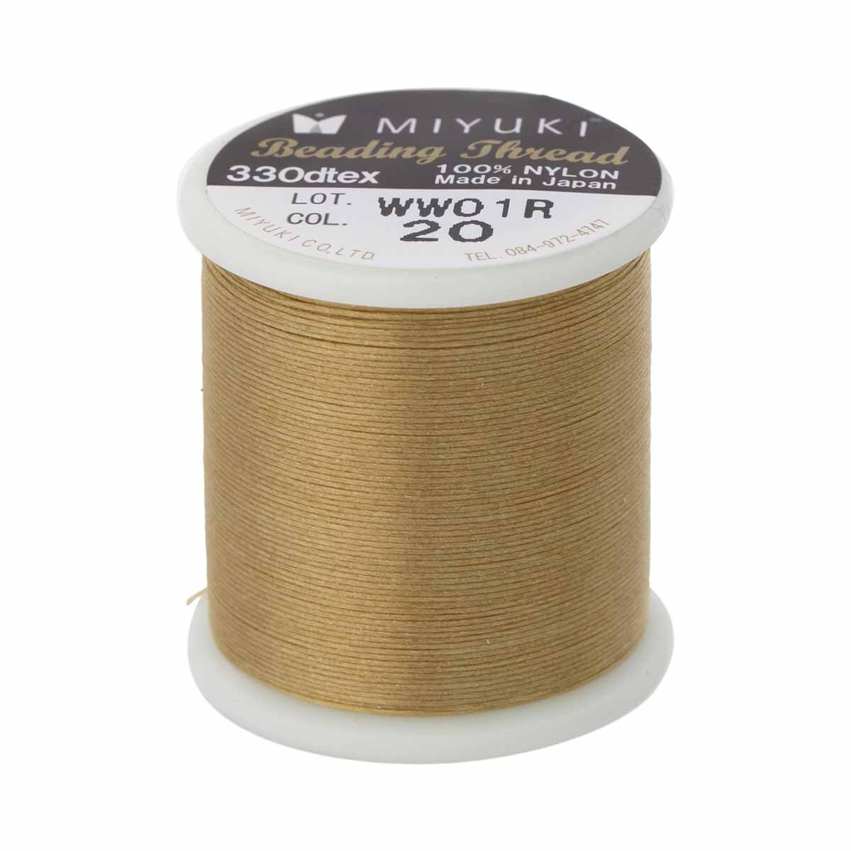Miyuki Nylon Beading Thread, Size B, 50 Meters, Tan