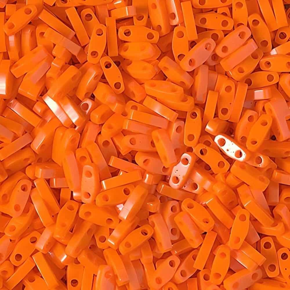 Miyuki Quarter Tila Beads 2-Hole 5×1.5mm Opaque Orange 7.2GM