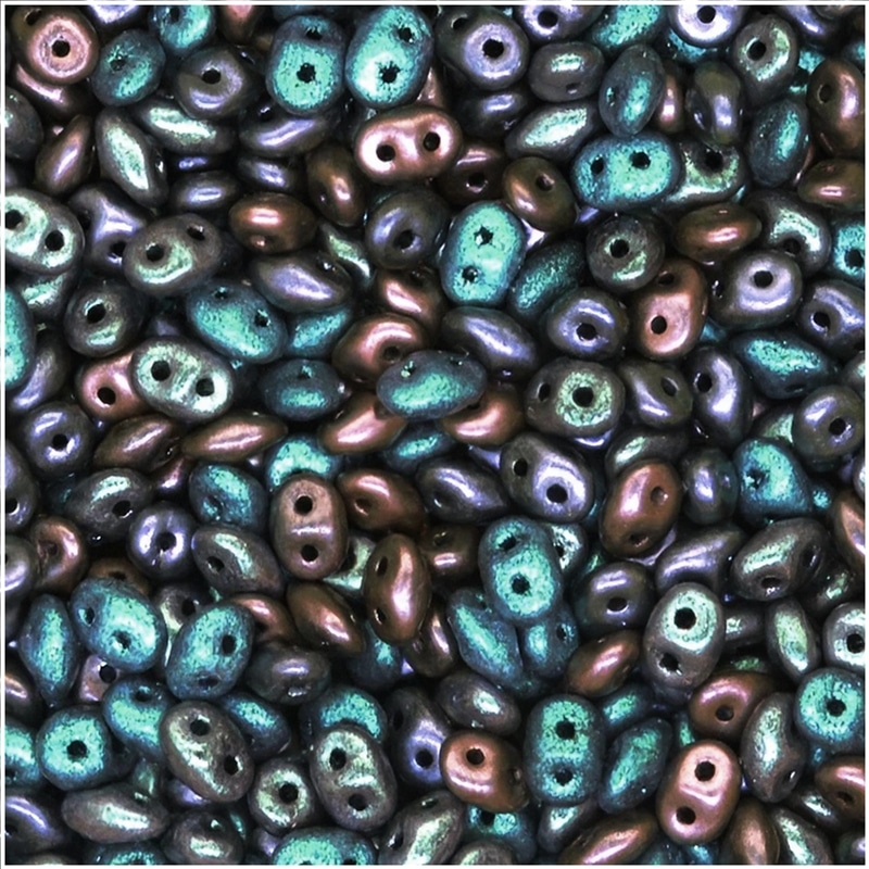 SuperDuo Beads Two-hole 5×2.5mm Polychrome Mix 24GM