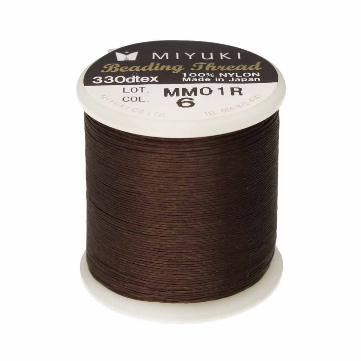 Miyuki Nylon Beading Thread, Size B, 50 Meters, Brown
