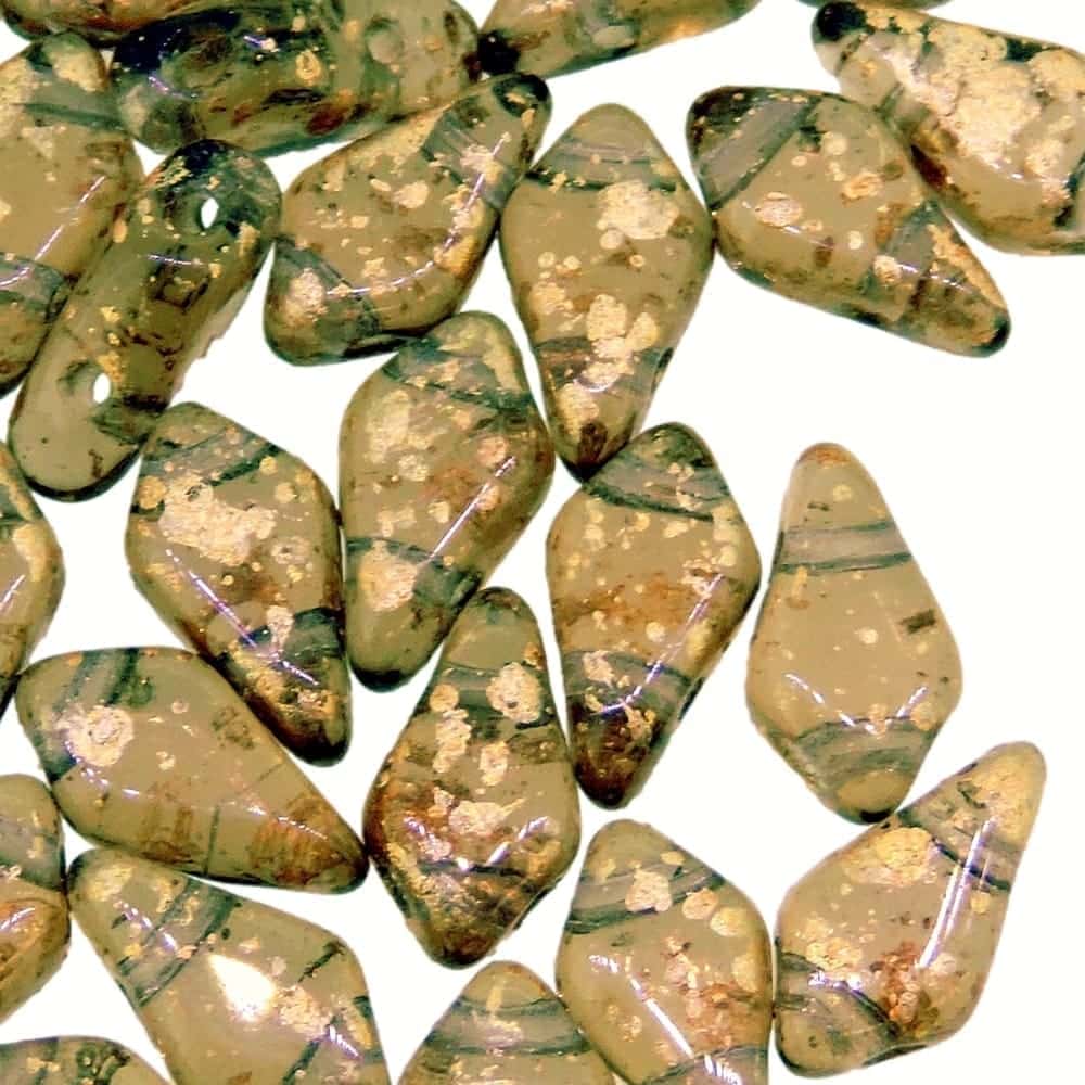 Kite Beads 2-Hole 9x5mm 9GM – Gold Splash Smoke Topaz