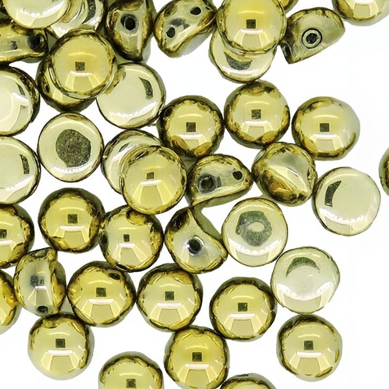 Cabochon Beads 6mm 2-Hole Crystal Full Amber 20pcs