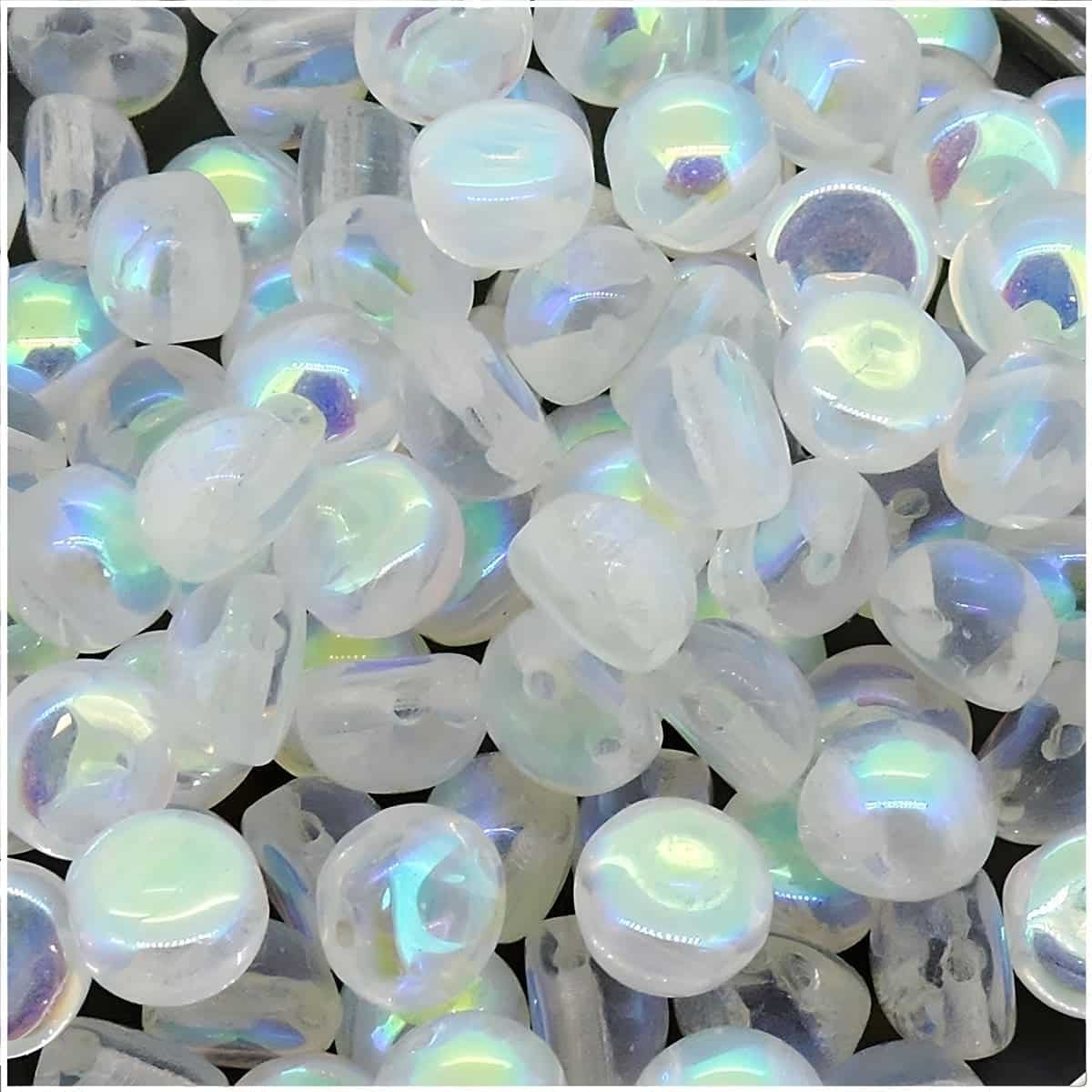 Cabochon Beads 6mm 2-Hole Crystal Full AB 20pcs