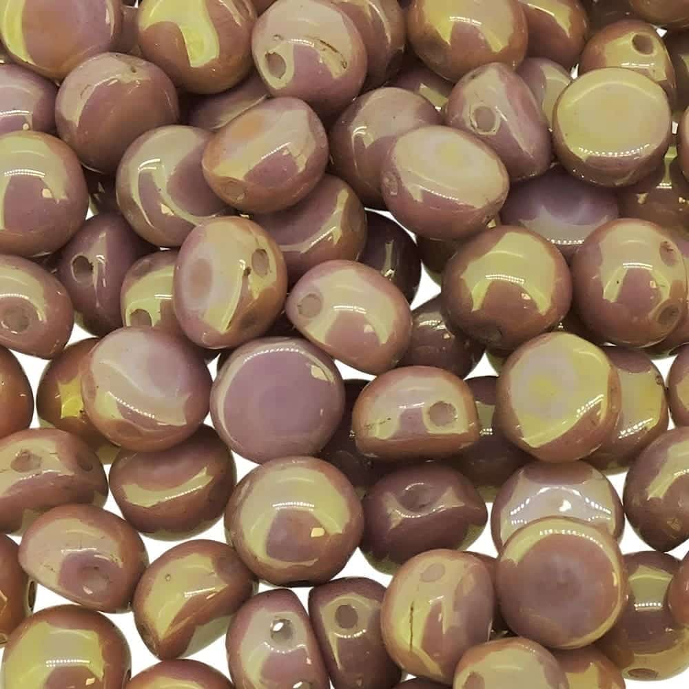 Cabochon Beads 6mm 2-Hole Chalk Red Luster 20pcs