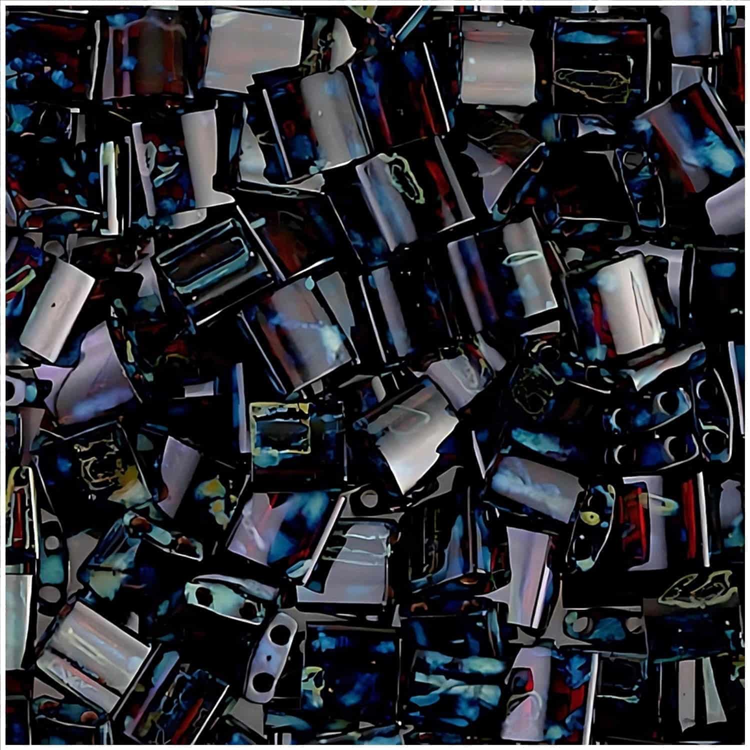 Miyuki Tila Beads 5mm 2-hole Square Garnet Picasso 7.2GM