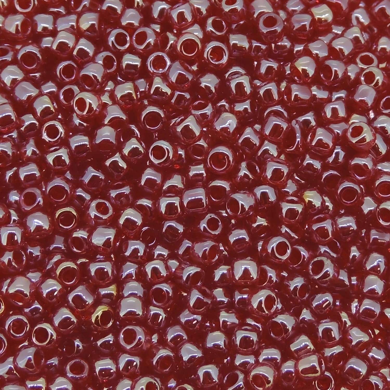 Toho Seed Beads Round Size 11/0 28GM Transparent Lustered Ruby Red 11-109C