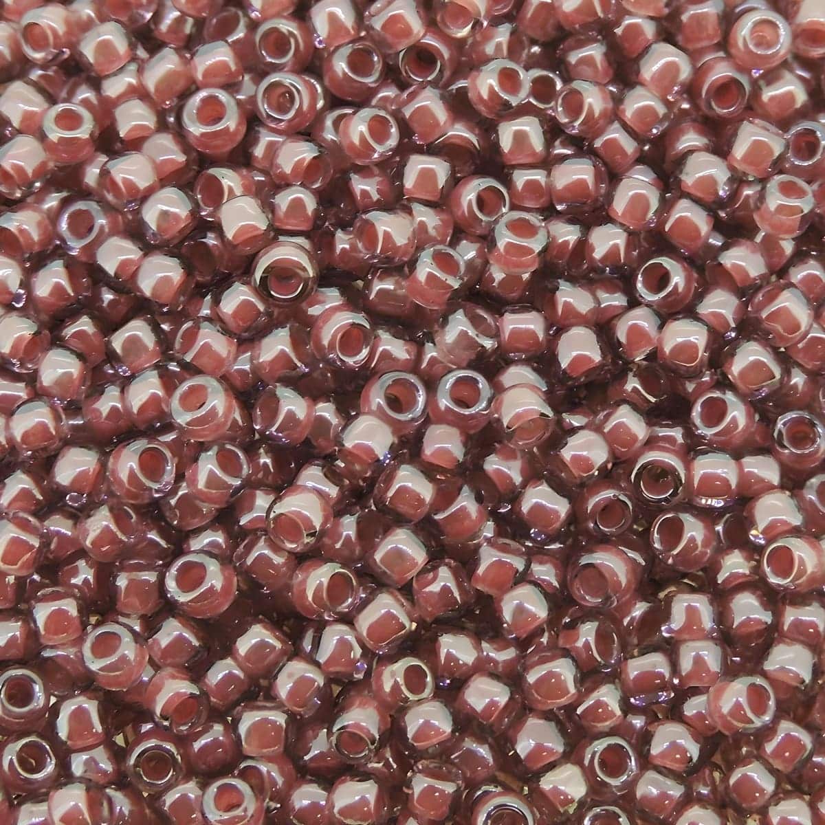 Toho Seed Beads Round Size 11/0 28GM Luster Rose-Lined Mauve