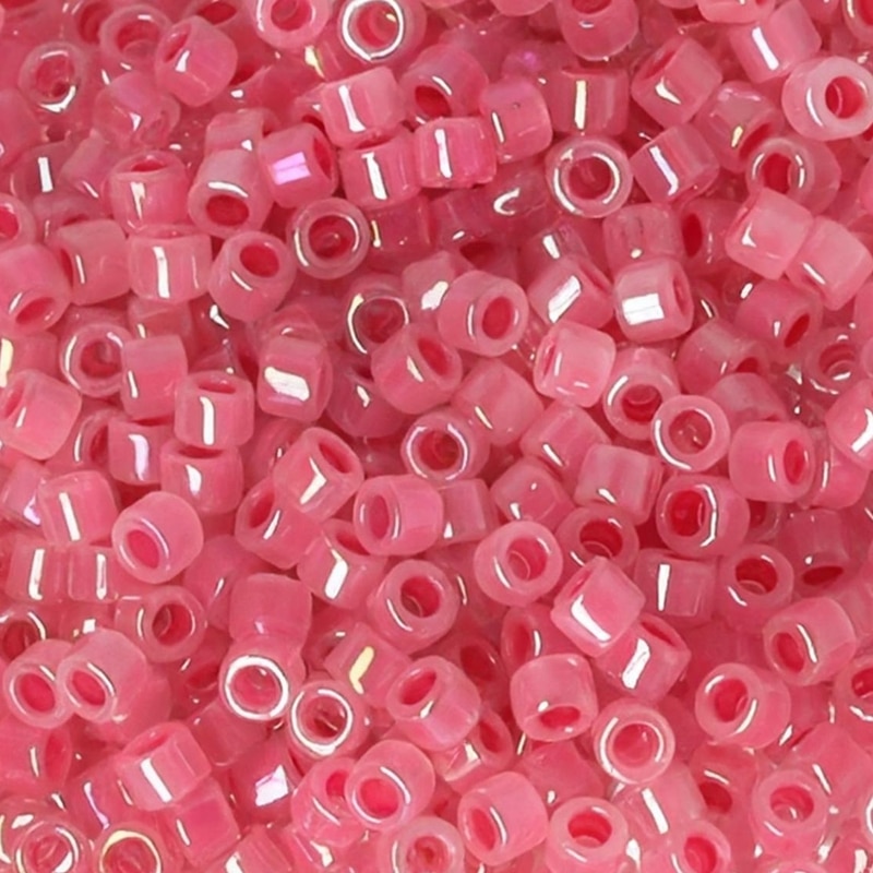 DB1742 Miyuki Delica Seed Beads Size 11/0 Rose Lined Opal AB 7.2GM
