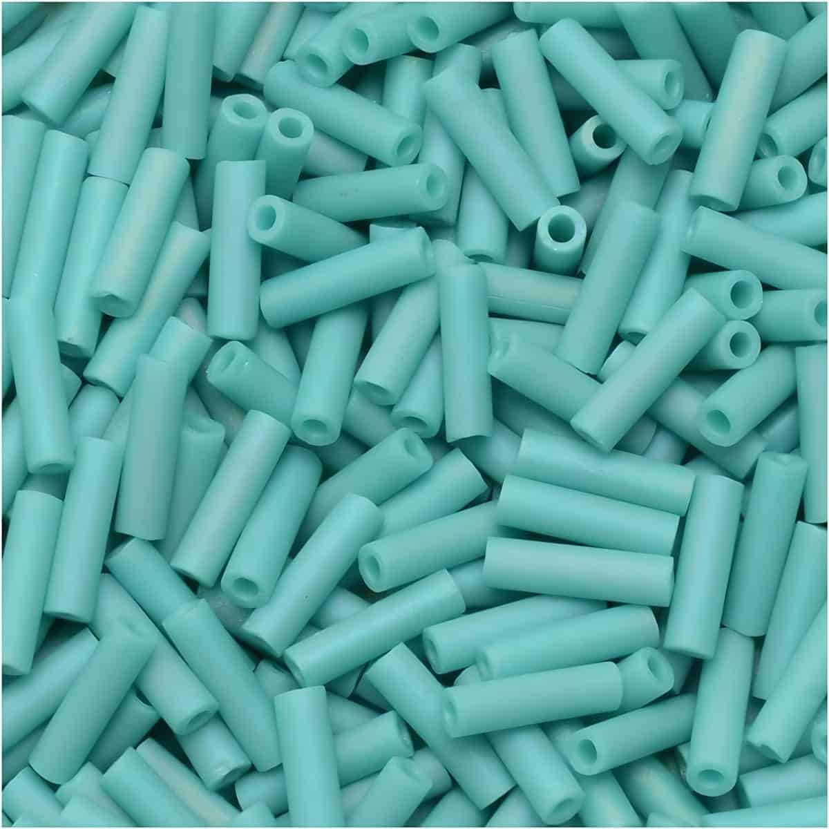 Miyuki Bugle Beads Size #2, 6mm, 17GM Matte Opaque Turquoise Green AB