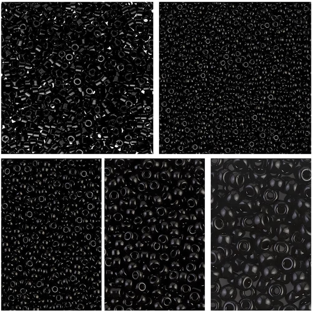 Miyuki Multipack Seed Beads Opaque Black 5 Sizes 81GM