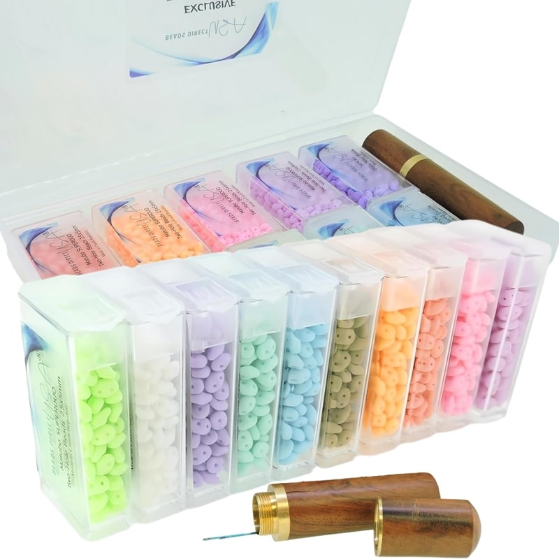 Set of 10 Colors 120GM SuperDuo Beads 5×2.5mm, Bondeli Collection