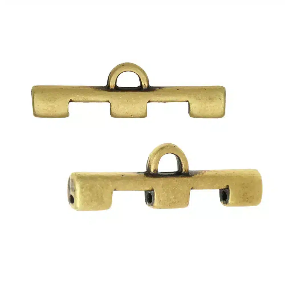 Cymbal Bead Ending Soros III Antique Brass for Tila Beads 4pcs