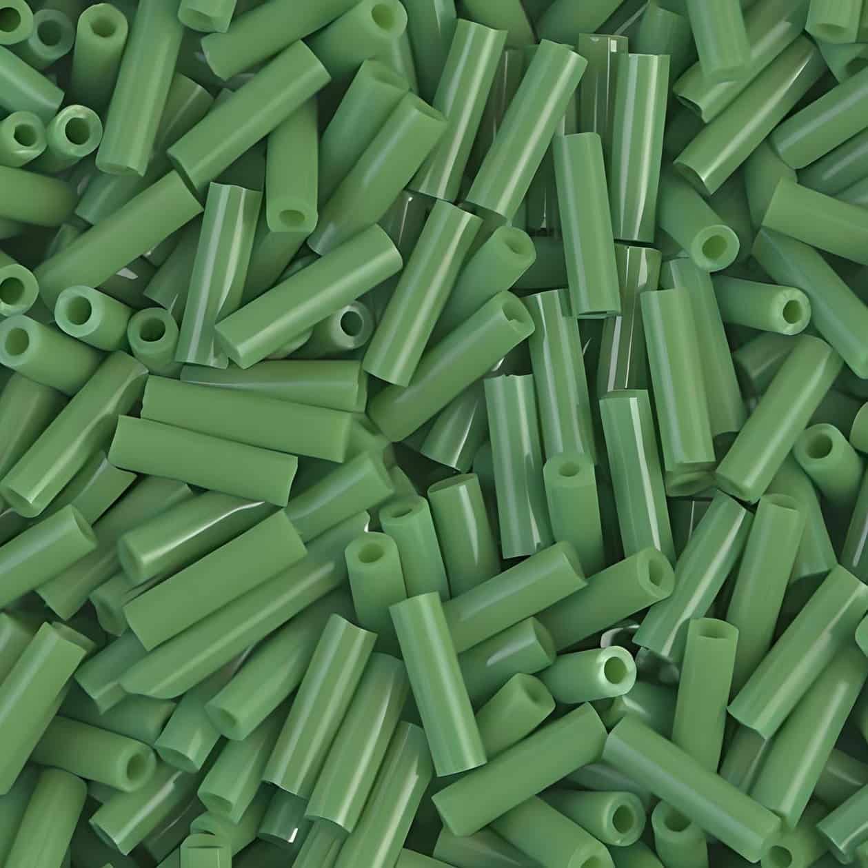 Miyuki Bugle Beads Size #2, 6mm, 17GM Opaque Green