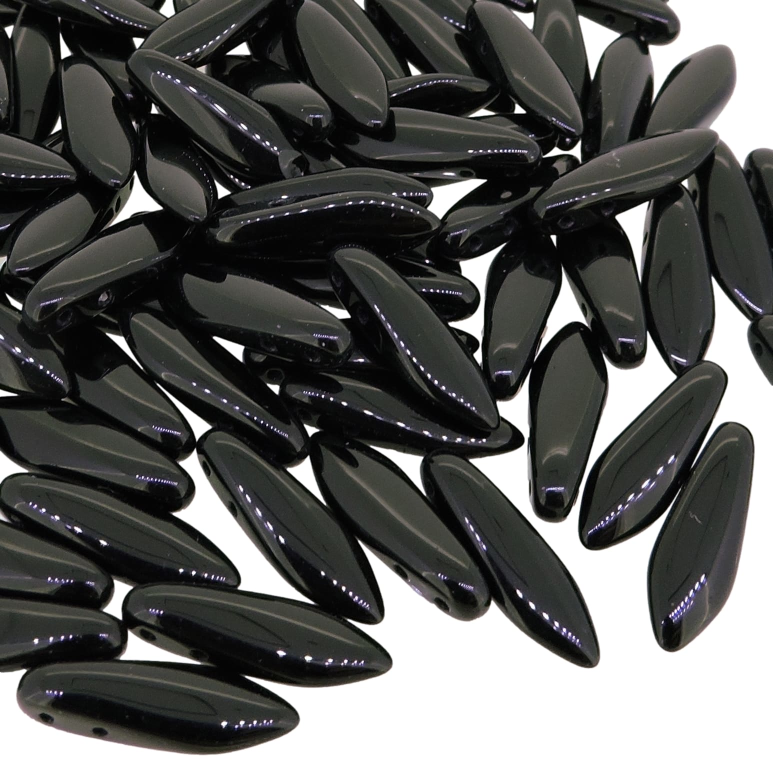Dagger Beads 2-Hole 5x16mm Jet Black 100pcs
