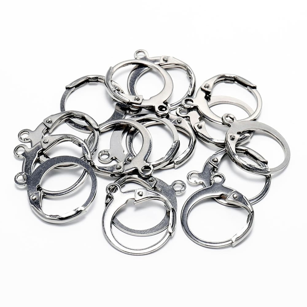 Lever Back Ear Wire Stainless Steel Round Silver 10pcs / 5 Pairs