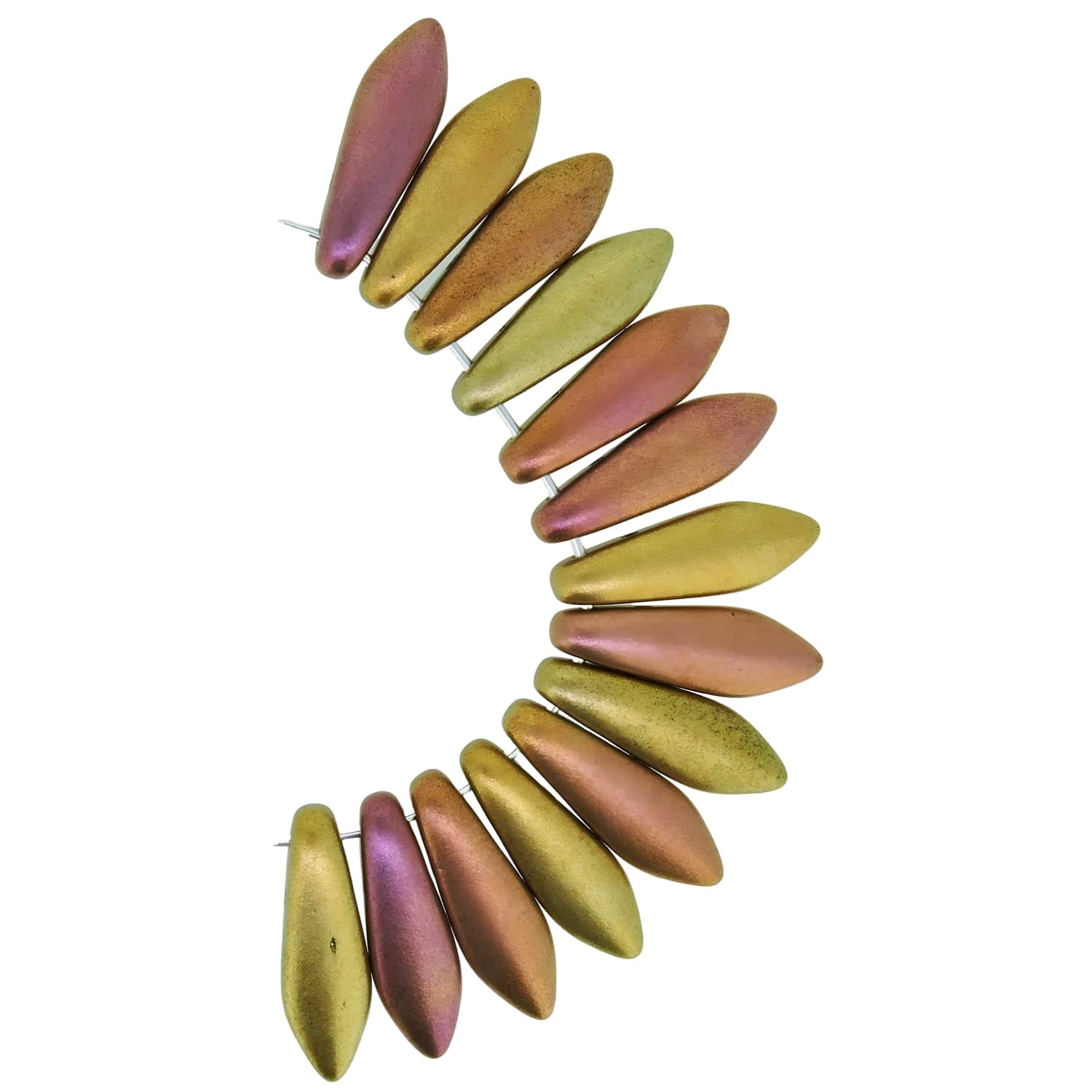 Dagger Beads 2-Hole 5x16mm Metallic Mix
