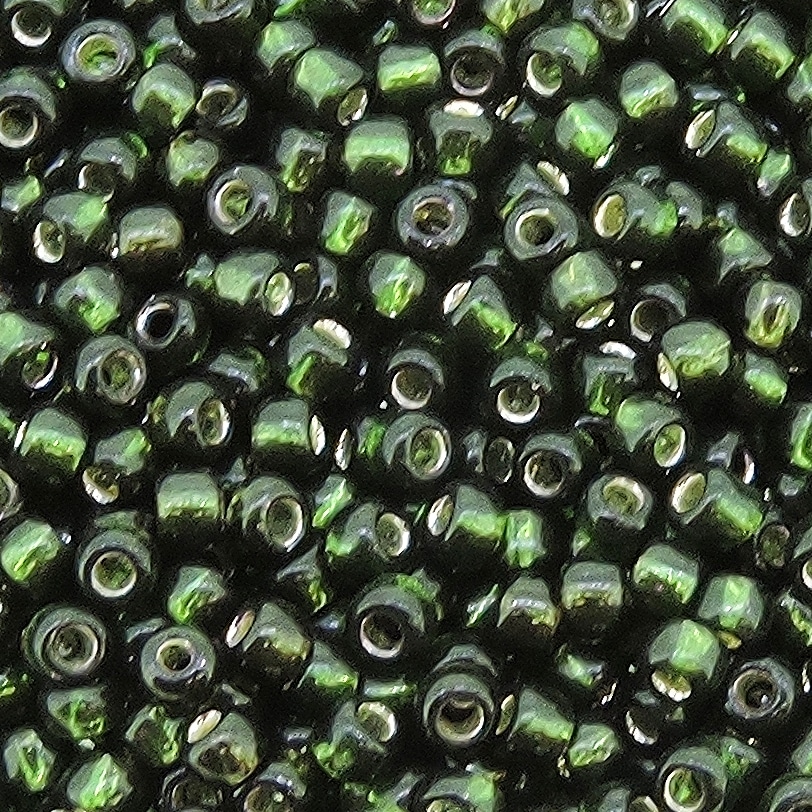 Toho Seed Beads Round Size 11/0 25GM Silver Lined Dark Emerald