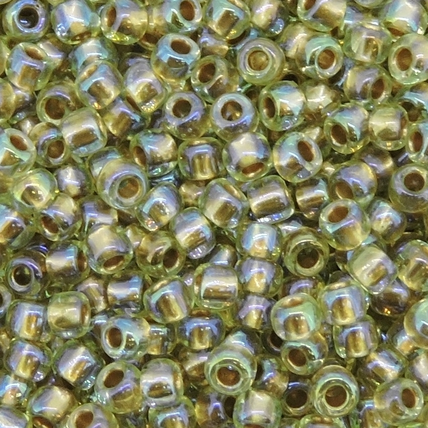 Toho Seed Beads Round Size 11/0 25GM Gold Lined Rainbow Light Jonquil