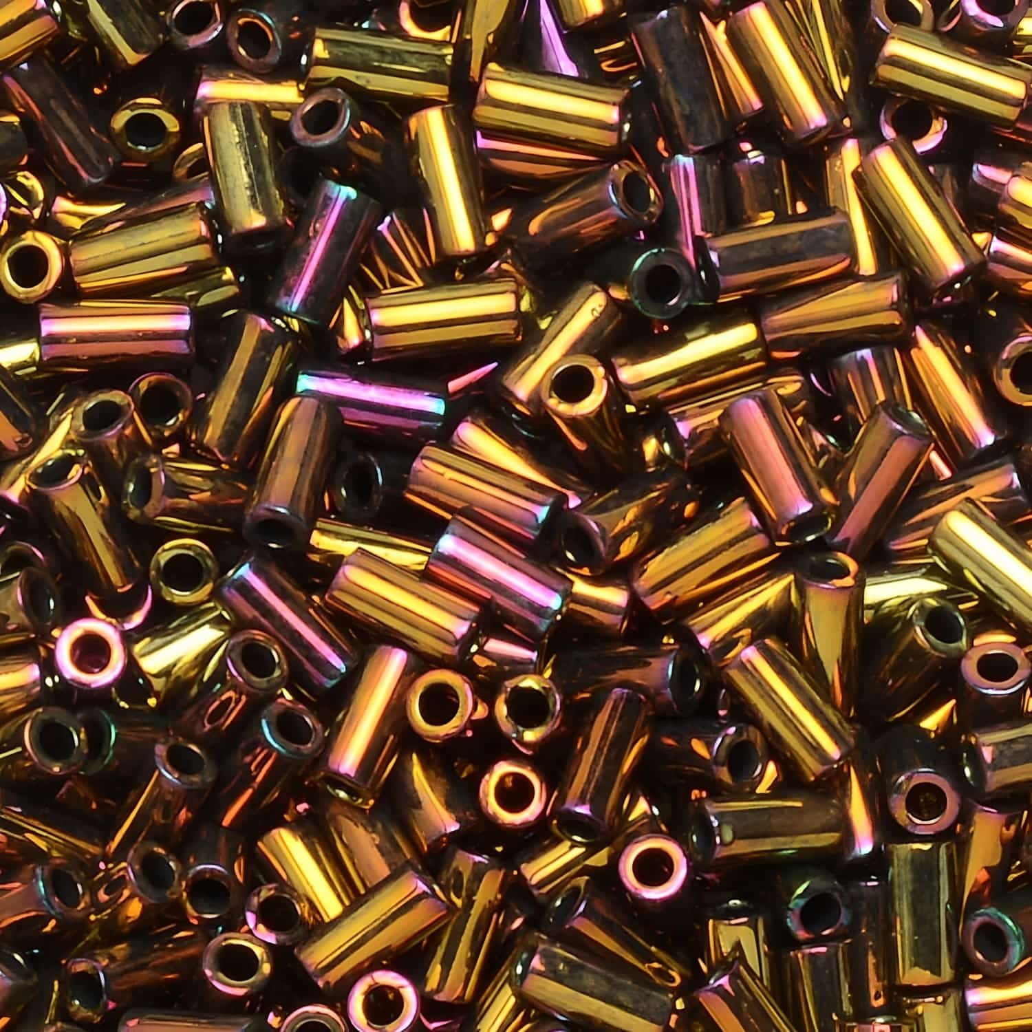 Miyuki Bugle Beads Size #1, 3mm 19.5GM Metallic Gold Iris