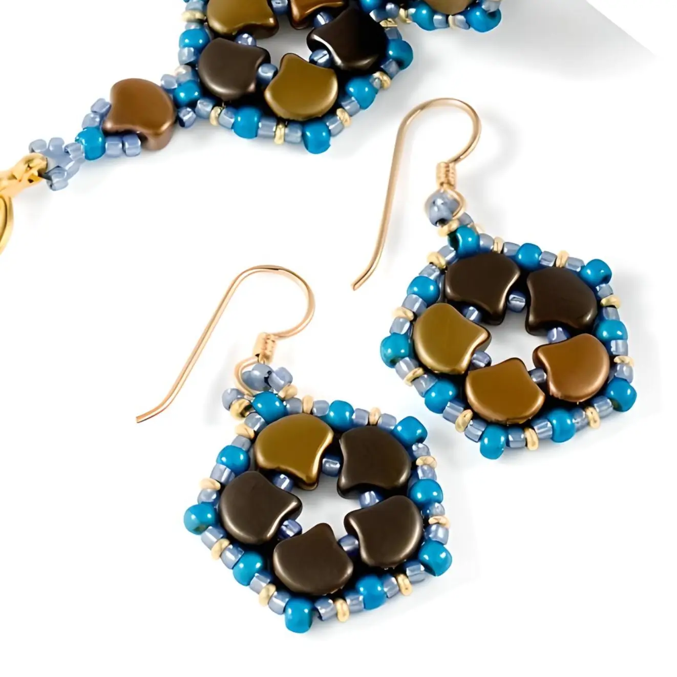 Ginkgo Pentagons Bracelet and Earring Pattern