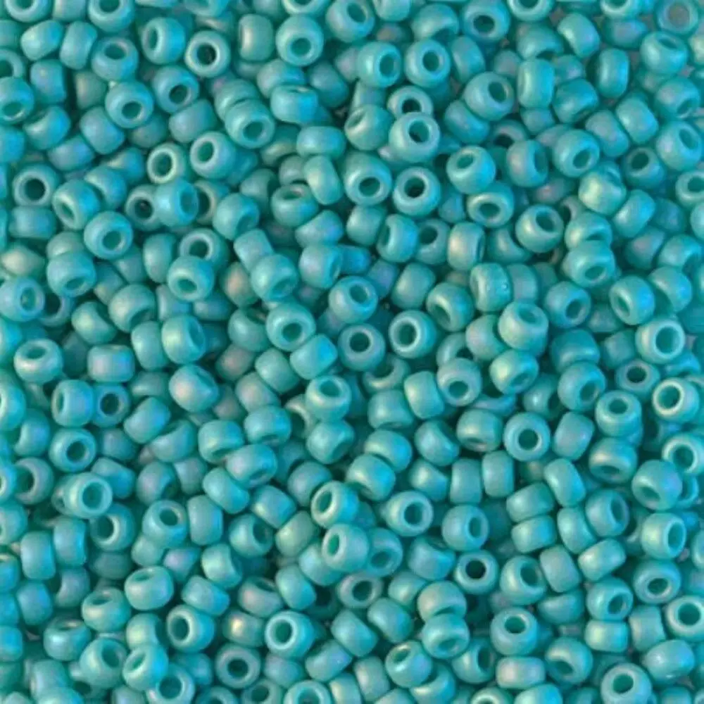 Miyuki Round Seed Beads Size 8/0 Matte Opaque Turquoise Green AB 22GM
