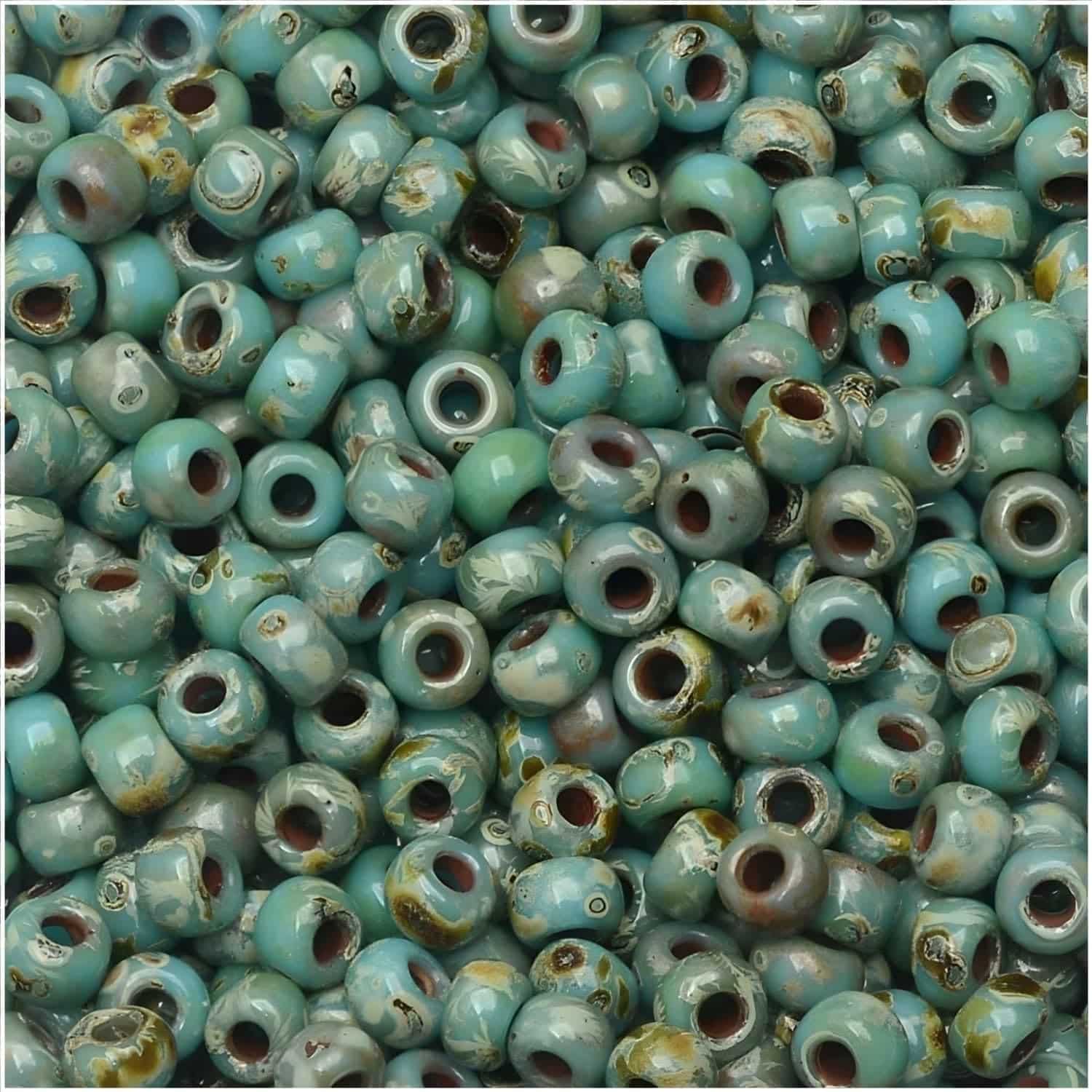 Miyuki Round Seed Beads, Size 8/0, Bulk 50 Grams, Picasso Seafoam Green 8-4514