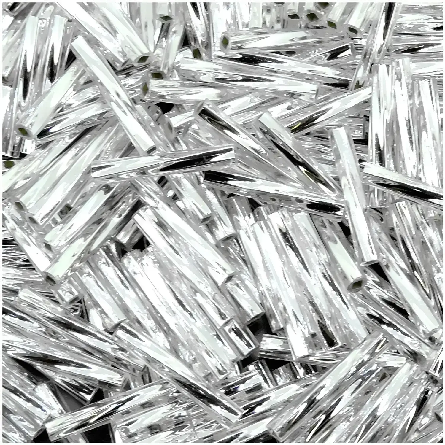 Miyuki Twisted Bugle Beads, 2x12mm, 50GM BULK Silver Lined Crystal
