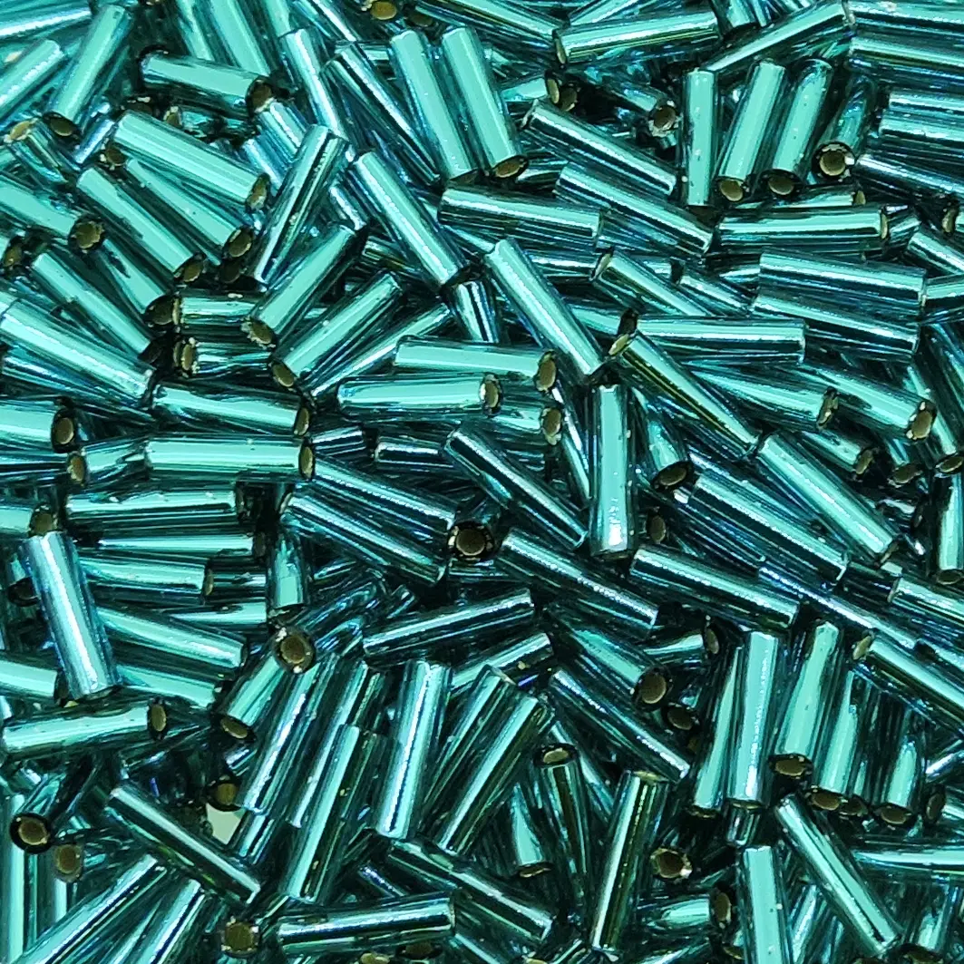 Miyuki Bugle Beads Size #2, 6mm, 17GM Silver Lined Teal