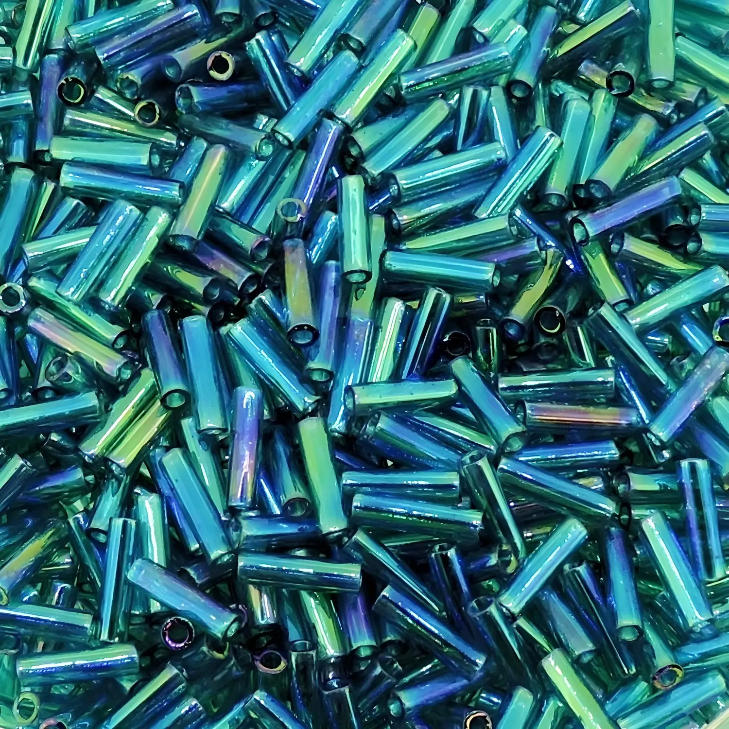 Miyuki Bugle Beads Size #2, 6mm, 17GM Teal AB