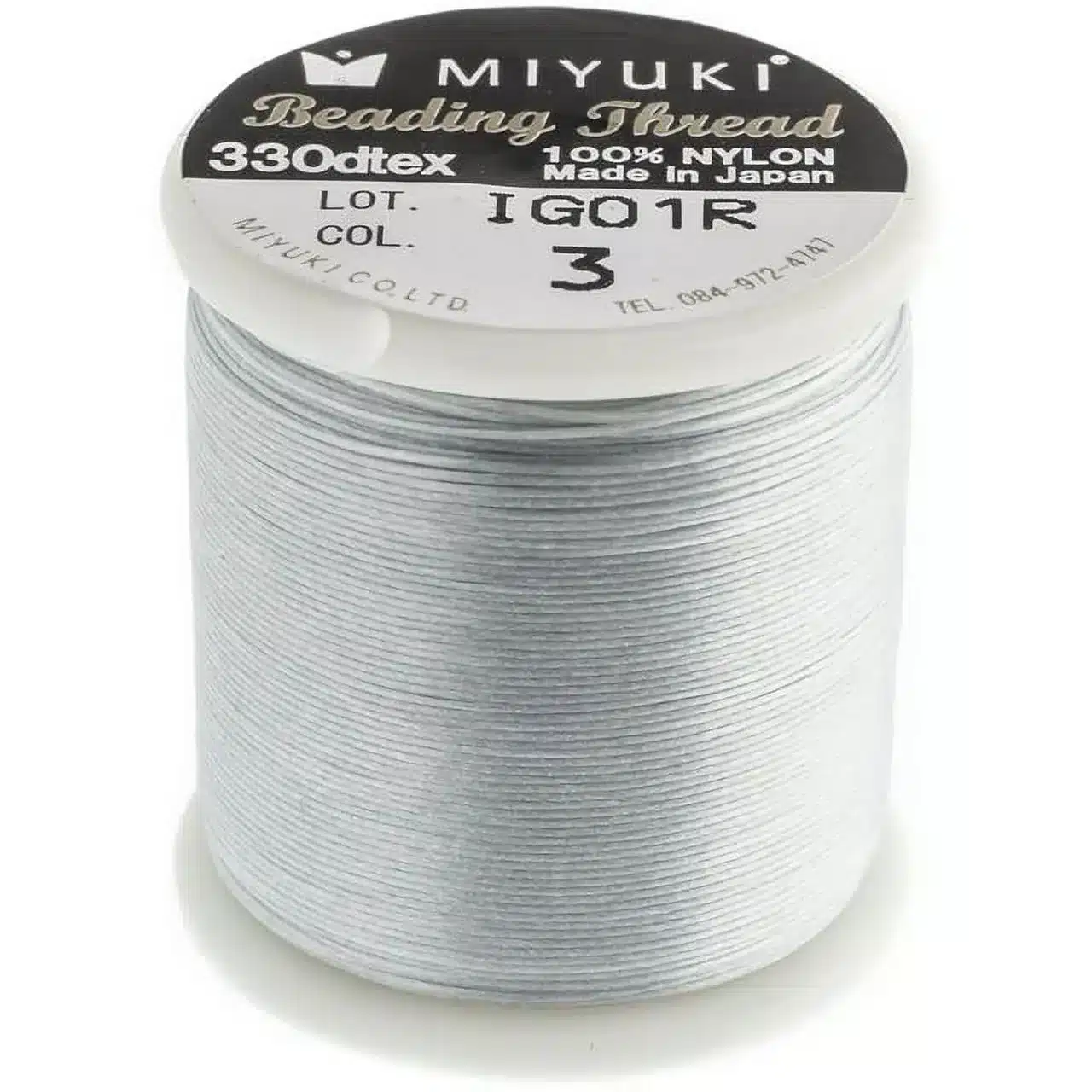 Miyuki Nylon Beading Thread, Size B, 50 Meters, Silver